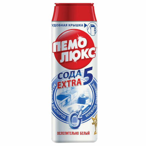 Средство чистящее 480г ПЕМОЛЮКС Сода-5 Экстра, "Ослепительно Белый", порошок, ш/к 80692, 601895