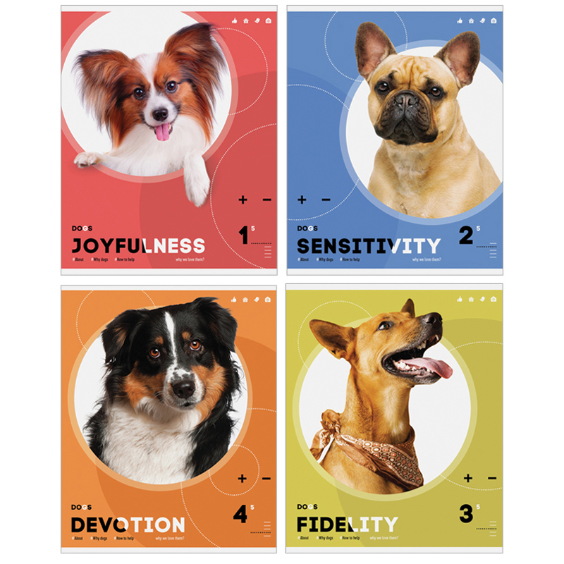 Тетрадь 48 л., А5 (165 х 205 мм), скоба, клетка, обложка картон, ArtSpace "Питомцы. Собачьи мордашки", Т48кЭ_18810, 257169