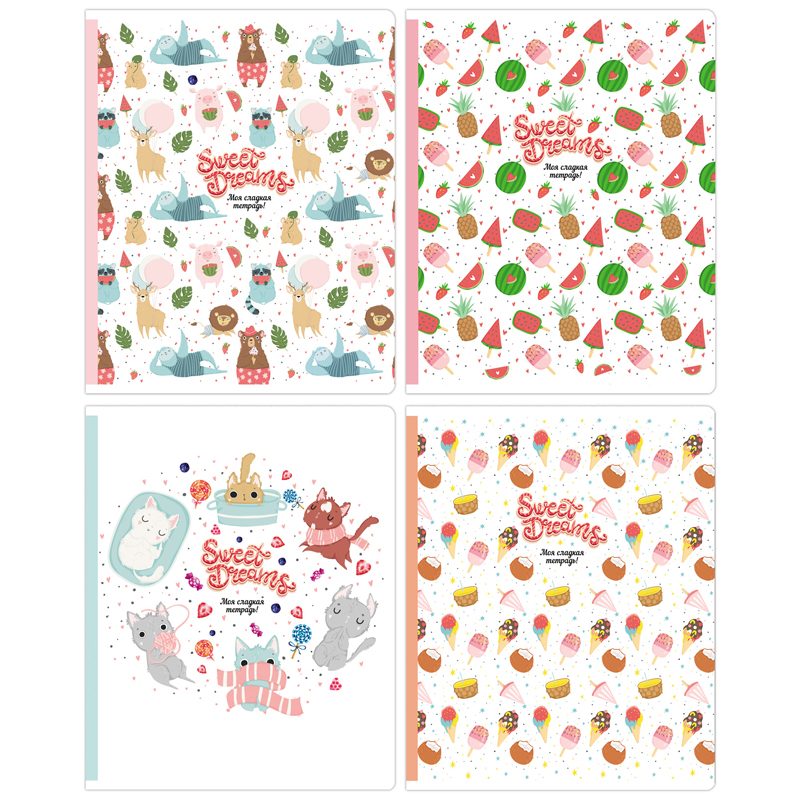 Тетрадь 48 л., А5 (165 х 205 мм), скоба, клетка, обложка бумага ВХИ, BG "Моя сладкая тетрадь", Т5ск48 8603, 305450