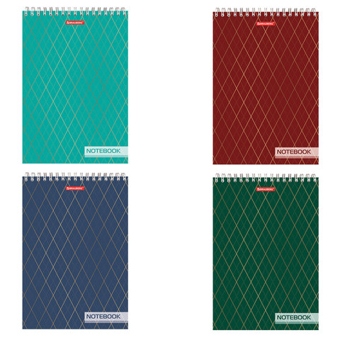 Блокнот А4 (200 х 290 мм), 80 л., гребень, картон, клетка, BRAUBERG "Монохром", 129809