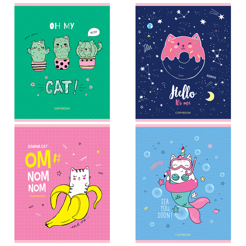 Тетрадь 48 л., А5 (165 х 205 мм), скоба, клетка, обложка картон, ArtSpace "Рисунки. Trendy meow", Т48к_29665, 294621