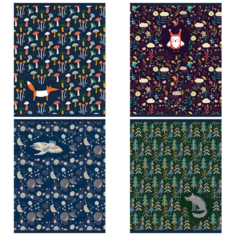 Тетрадь 48 л., А5 (165 х 205 мм), скоба, клетка, обложка картон, ArtSpace "Узоры. Лесная сказка", Т48к_29773, 294657