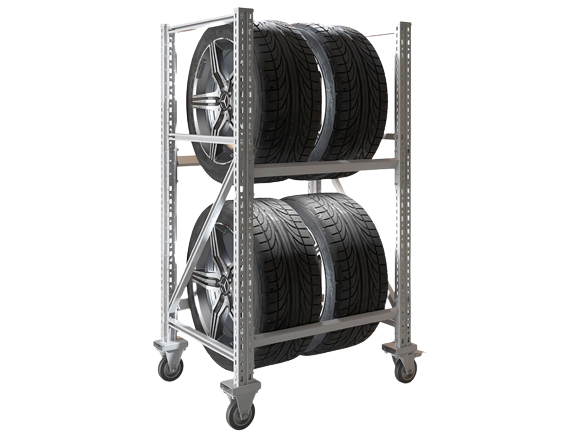 Стеллаж металлический MS Pro 1350/781x606 передвижной для хранения 4 шин