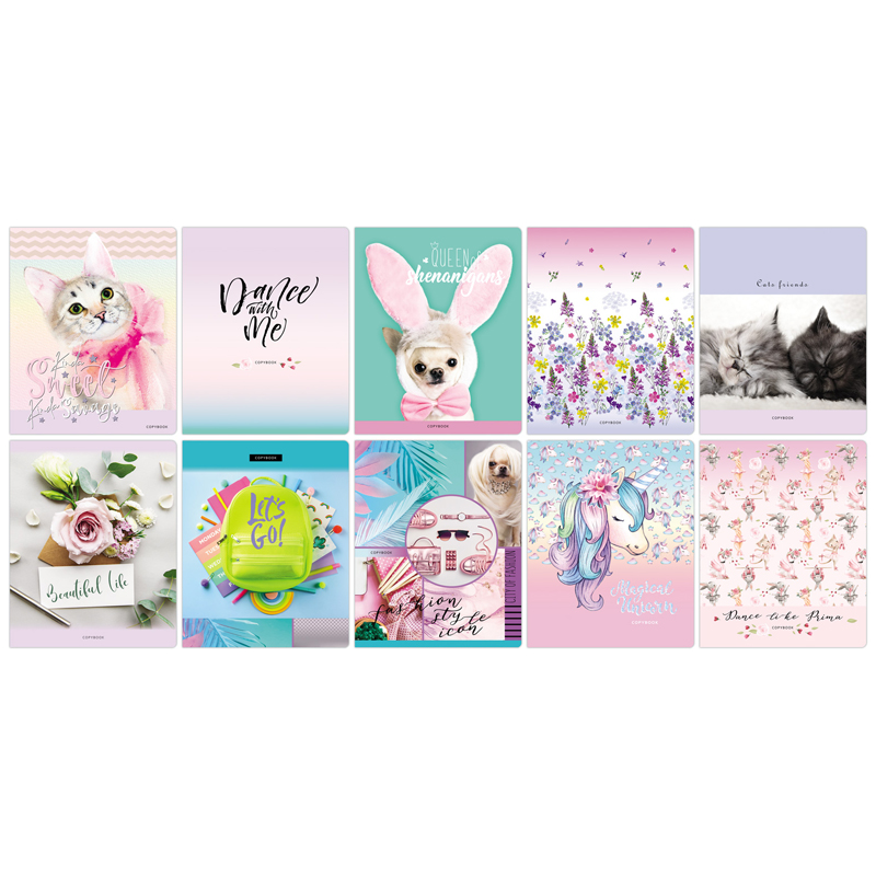 Тетрадь 48 л., А5 (165 х 205 мм), скоба, клетка, обложка картон, BG "Mix-10. Девочки", Т5ск48 8498, 305447