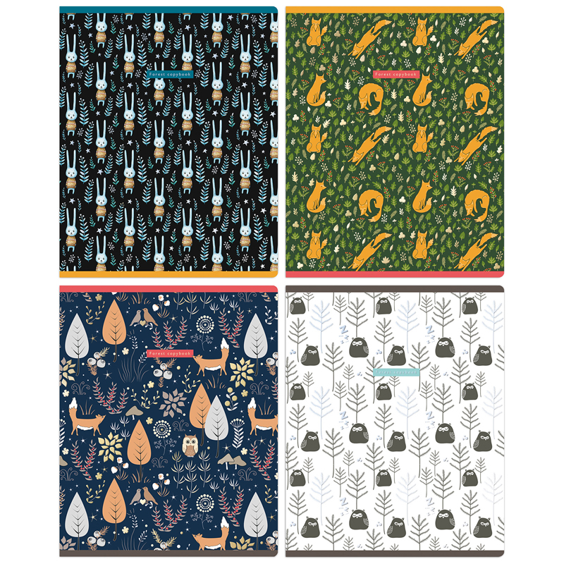 Тетрадь 48 л., А5 (165 х 205 мм), скоба, клетка, обложка картон, BG "Forest copybook", Т5ск48_лм_оф 8600, 308090